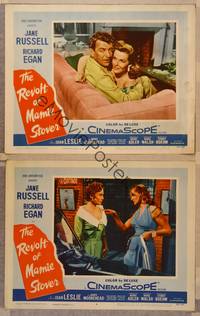 2p964 REVOLT OF MAMIE STOVER 2 LCs '56 super sexy Jane Russell w/Richard Egan & Joan Leslie!
