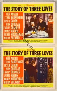 2p979 STORY OF THREE LOVES 2 LCs '53 Kirk Douglas, Agnes Moorehead, Richard Anderson