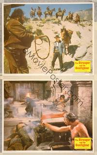 2p981 STRANGER & THE GUNFIGHTER 2 LCs '76 cowboy Lee Van Cleef in western action!