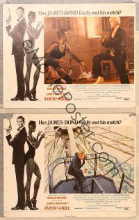 2p870 VIEW TO A KILL 3 English LCs '85 Roger Moore as James Bond 007, Grace Jones, Tanya Roberts!