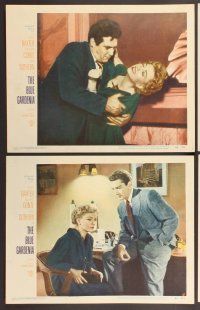 2p096 BLUE GARDENIA 8 LCs '53 Fritz Lang, Anne Baxter, Nat King Cole, George Reeves!