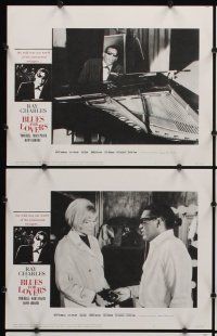 2p097 BLUES FOR LOVERS 8 LCs '66 cool b&w image of Ray Charles playing piano, in bumper cars!