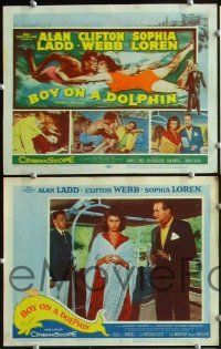 2p106 BOY ON A DOLPHIN 8 LCs '57 great images of Alan Ladd & sexiest Sophia Loren!