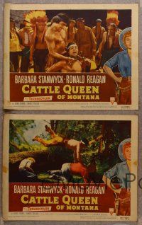 2p696 CATTLE QUEEN OF MONTANA 5 LCs '54 cowgirl Barbara Stanwyck fighting to hold what's hers!