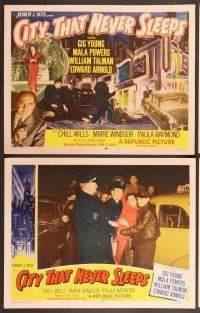 2p132 CITY THAT NEVER SLEEPS 8 LCs '53 Gig Young, Marie Windsor, Mala Powers, Chicago!