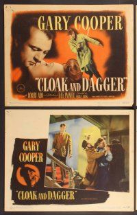 2p136 CLOAK & DAGGER 8 LCs '46 romantic close up of Gary Cooper & Lilli Palmer, Fritz Lang!