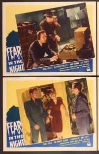 2p203 FEAR IN THE NIGHT 8 LCs '47 Paul Kelly, Kay Scott, DeForest Kelley, film noir!