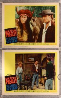 2p592 FLAMING STAR 7 LCs '60 cowboy Elvis Presley, Barbara Eden, Steve Forrest!