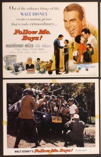 2p219 FOLLOW ME BOYS 8 LCs '66 Fred MacMurray leads Boy Scouts, young Kurt Russell, Walt Disney!