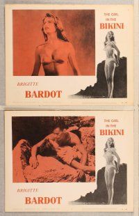 2p234 GIRL IN THE BIKINI 8 LCs '58 sexy images of Brigitte Bardot in skimpy swimsuit!