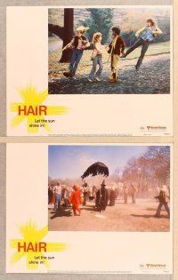 2p245 HAIR 8 LCs '79 Milos Forman, Treat Williams, musical, let the sun shine in!