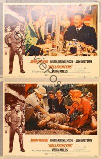 2p805 HELLFIGHTERS 3 LCs '69 cool images of John Wayne as fireman Red Adair, Katharine Ross!