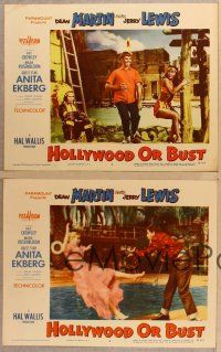 2p728 HOLLYWOOD OR BUST 4 LCs '56 wacky Dean Martin & Jerry Lewis w/sexy Anita Ekberg!