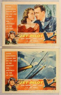 2p302 JET PILOT 8 LCs '57 John Wayne, Janet Leigh, Howard Hughes, cool artwork of planes!