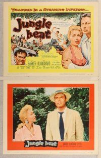 2p309 JUNGLE HEAT 8 LCs '57 super sexy Mari Blanchard & Lex Barker trapped in a steaming inferno!