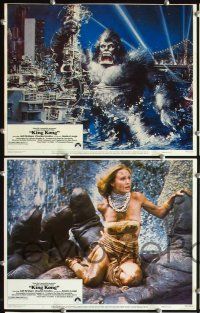 2p314 KING KONG 8 LCs '76 sexy Jessica Lange, special effects scenes + 2 cool John Berkey art cards