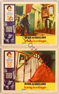 2p821 LADY IN A CAGE 3 LCs '64 Olivia de Havilland, It is not for the weak, not even for the strong