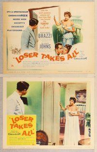 2p347 LOSER TAKES ALL 8 LCs '57 Rossano Brazzi, Glynis Johns in nightie!
