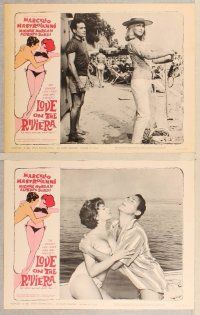 2p349 LOVE ON THE RIVIERA 8 LCs '63 Racconti d'estate, Marcello Mastroianni, cool romantic art!