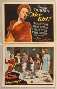 2p391 NICE GIRL 8 LCs '41 great head-to-waist image of Deanna Durbin in sexy red dress!