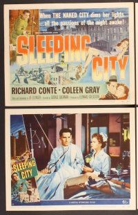 2p473 SLEEPING CITY 8 LCs '50 Richard Conte, Coleen Gray, Alex Nicol