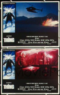 2p515 THING 8 LCs '82 John Carpenter, cool sci-fi horror border art, Kurt Russell!