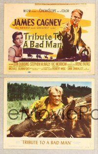 2p529 TRIBUTE TO A BAD MAN 8 LCs '56 great images of cowboy James Cagney, pretty Irene Papas!