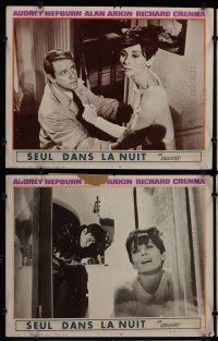 2p688 WAIT UNTIL DARK 6 LCs '67 images of blind Audrey Hepburn, who is terrorized by a burglar!