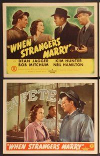 2p554 WHEN STRANGERS MARRY 8 LCs '44 young Robert Mitchum, Kim Hunter with crazy husband!