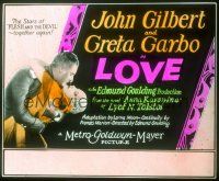 2r149 LOVE glass slide '27 Greta Garbo and John Gilbert passionately embracing!