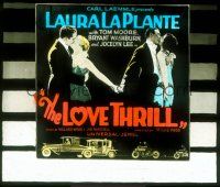 2r150 LOVE THRILL glass slide '27 Laura La Plante, Tom Moore, great romantic triangle image!