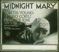 2r152 MIDNIGHT MARY glass slide '33 Loretta Young in a William Wellman murder melodrama!