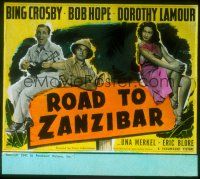 2r158 ROAD TO ZANZIBAR glass slide '41 Bing Crosby, Bob Hope & sexy Dorothy Lamour in Africa!