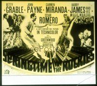 2r167 SPRINGTIME IN THE ROCKIES glass slide '42 Betty Grable, Cesar Romero & Carmen Miranda!