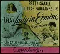 2r170 THAT LADY IN ERMINE glass slide '48 sexiest Betty Grable & Douglas Fairbanks Jr.!