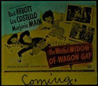 2r173 WISTFUL WIDOW OF WAGON GAP glass slide '47 Bud Abbott & Lou Costello chased by Majorie Main!