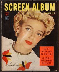 2r119 SCREEN ALBUM magazine Summer 1948 Lana Turner looking serious in floral sweater!