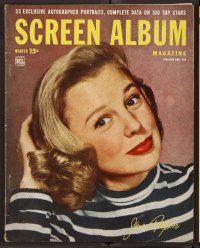 2r121 SCREEN ALBUM magazine Winter 1948 close up of June Allyson playing with her hair!