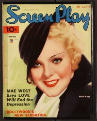 2r086 SCREEN PLAY magazine January 1935 great artwork of pretty Alice Faye by Al Wilson!