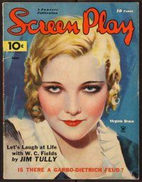2r090 SCREEN PLAY magazine June 1935 great close up art of sexy Virginia Bruce!
