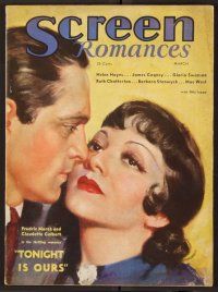 2r076 SCREEN ROMANCES magazine March 1933 Fredric March & Claudette Colbert in Tonight is Ours!