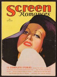 2r082 SCREEN ROMANCES magazine September 1933 great deco art of Joan Crawford from Dancing Lady!