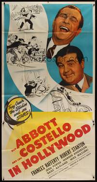 2s309 ABBOTT & COSTELLO IN HOLLYWOOD 3sh '45 Hirschfeld-like art of Bud & Lou in carnival game!