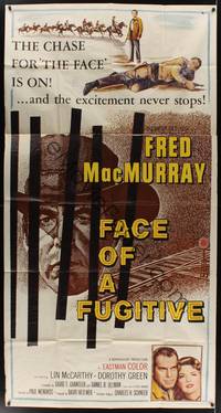 2s391 FACE OF A FUGITIVE 3sh '59 great artwork of cowboy Fred MacMurray behind bars!