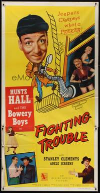 2s394 FIGHTING TROUBLE 3sh '56 Huntz Hall & the Bowery Boys, jeepers creepers what peekers!