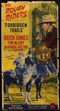 2s404 FORBIDDEN TRAILS 3sh '41 cool artwork of Rough Riders Buck Jones & Tim McCoy!