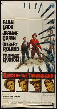 2s419 GUNS OF THE TIMBERLAND 3sh '60 Alan Ladd, Jeanne Crain, first Frankie Avalon!