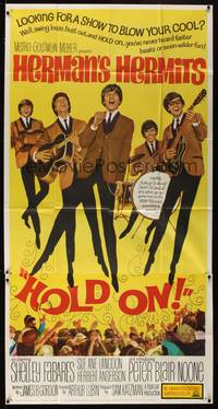 2s429 HOLD ON 3sh '66 rock & roll, great full-length image of Herman's Hermits performing!