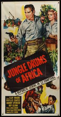 2s443 JUNGLE DRUMS OF AFRICA 3sh '52 Clayton Moore with gun & Phyllis Coates, entire serial!