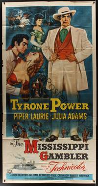 2s491 MISSISSIPPI GAMBLER 3sh '53 Tyrone Power's game is fancy women like Piper Laurie!